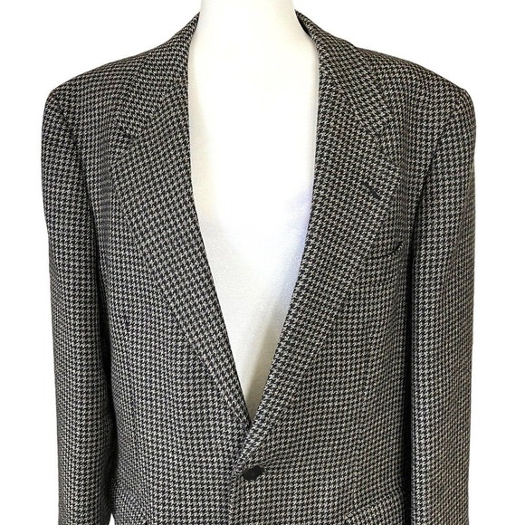 Dayton Hudson’s Marshall Field’s Vintage Men’s 100% Wool Blazer Coat Houndstooth - Picture 2 of 9